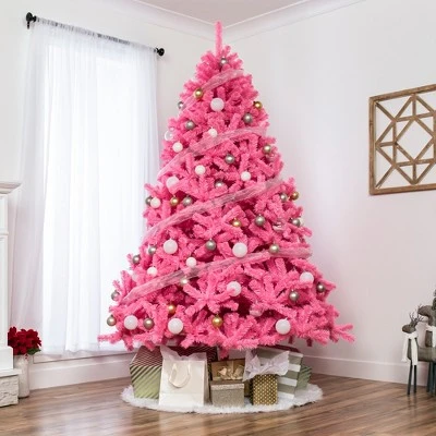 Best Choice Products Artificial Pink Christmas Full Tree Festive Holiday Decoration w/ Stand 4 Best Choice Products Artificial Pink Christmas Full Tree Festive Holiday Decoration w/ Stand - Image 2