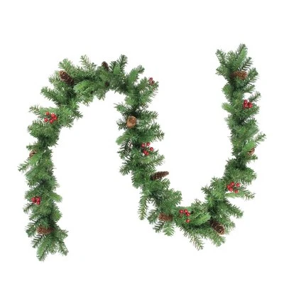 Northlight 9' x 10" Noble Fir with Berries Artificial Christmas Garland - Unlit 4 Northlight 9' x 10" Noble Fir with Berries Artificial Christmas Garland - Unlit - Image 2