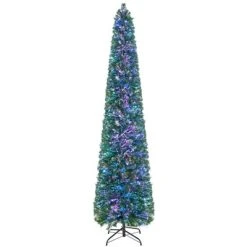 Tangkula 5/6/7/8 FT Fiber Optic Artificial Christmas Tree Prelit Pencil Christmas Tree with 361/517/697/889 Branch Tips Foldable Metal Stand -Outlet Xmas Decor Tree Store GUEST 5f5f94a9 c6aa 4e3b a2da 48f3568ba431