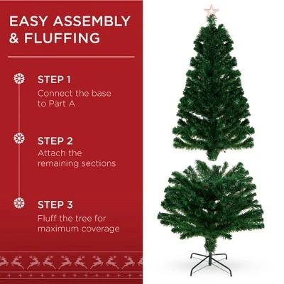 Best Choice Products 7ft Pre-Lit Fiber Optic Artificial Pine Christmas Tree w/ 280 Multicolored LED Lights, 8 Sequences 5 Best Choice Products 7ft Pre-Lit Fiber Optic Artificial Pine Christmas Tree w/ 280 Multicolored LED Lights, 8 Sequences - Image 3