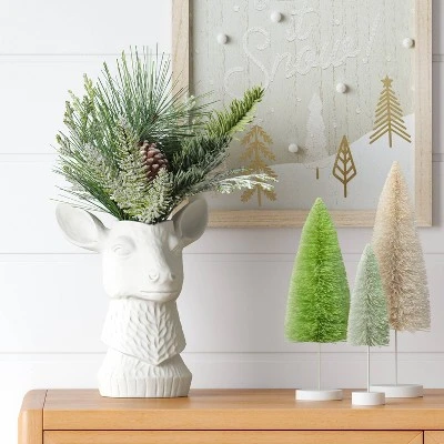 14" Potted Mixed Greenery in Deer Vase Christmas Artificial Plant - Wondershop™ 3 14" Potted Mixed Greenery in Deer Vase Christmas Artificial Plant - Wondershop™