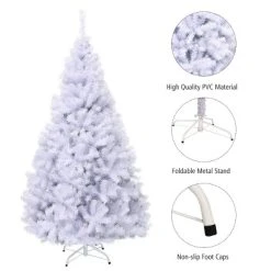 Tangkula 7.5ft White Christmas Pine Tree Hinged Artificial Decoration w/ 1346 Tips & Metal Stand 13 Tangkula 7.5ft White Christmas Pine Tree Hinged Artificial Decoration w/ 1346 Tips & Metal Stand -Outlet Xmas Decor Tree Store GUEST 6007417d 6491 4f4b 9819 3c5c293fc05c