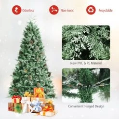 Tangkula 7 Ft Artificial Christmas Tree Mixed PE & PVC Xmas Tree Office and Party Festival Holiday Decor Green 14 Tangkula 7 Ft Artificial Christmas Tree Mixed PE & PVC Xmas Tree Office and Party Festival Holiday Decor Green -Outlet Xmas Decor Tree Store GUEST 6071762a 00e1 4835 8ccf 838cbd0ad75b