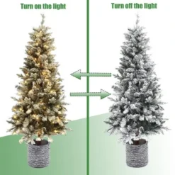 LuxenHome 5.6Ft Pre-Lit LED Artificial Slim Fir Christmas Tree with Pot 16 LuxenHome 5.6Ft Pre-Lit LED Artificial Slim Fir Christmas Tree with Pot -Outlet Xmas Decor Tree Store GUEST 6145910f 2c46 4d2a 924f 093f21d4db0d