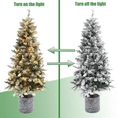 LuxenHome 5.6Ft Pre-Lit LED Artificial Slim Fir Christmas Tree with Pot 9 LuxenHome 5.6Ft Pre-Lit LED Artificial Slim Fir Christmas Tree with Pot - Image 7