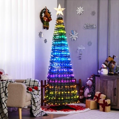 Tangkula 6FT Pop-up Pre-lit Christmas Tree Collapsible Artificial Xmas Tree w/282 RGB Multi-color Lights Tree Top Star, Metal Base 3 Tangkula 6FT Pop-up Pre-lit Christmas Tree Collapsible Artificial Xmas Tree w/282 RGB Multi-color Lights Tree Top Star, Metal Base