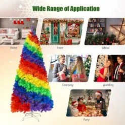 Costway 7FT Artificial Hinged Colorful Rainbow Full Fir Christmas Tree with 1213 Tips -Outlet Xmas Decor Tree Store GUEST 6205fce7 dc71 4044 97fb 41346396baca