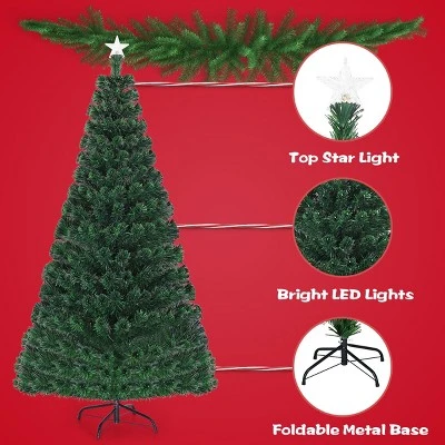 Costway Pre-Lit Fiber Optic Artificial Christmas Tree 280 Lights 7FT 6 Costway Pre-Lit Fiber Optic Artificial Christmas Tree 280 Lights 7FT - Image 4