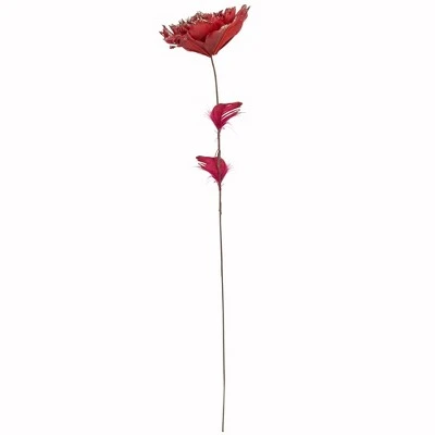 Northlight 20.75" Red Feather Peony Artificial Christmas Floral Pick 5 Northlight 20.75" Red Feather Peony Artificial Christmas Floral Pick - Image 3