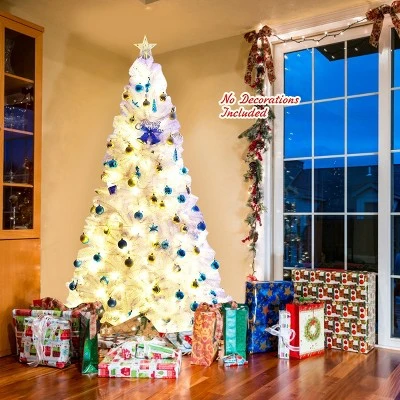 Tangkula 7.5ft White Christmas Pine Tree Hinged Artificial Decoration w/ 1346 Tips & Metal Stand 5 Tangkula 7.5ft White Christmas Pine Tree Hinged Artificial Decoration w/ 1346 Tips & Metal Stand - Image 3