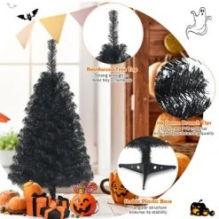 Costway 3ft Unlit Artificial Christmas Halloween Mini Tree Black w/Plastic Stand -Outlet Xmas Decor Tree Store GUEST 62a81ec4 9b20 441c b41e 2aa2629a6f66
