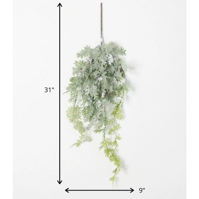 Sullivans Frosted Fern & Cone Artificial Vine 31"H Green 4 Sullivans Frosted Fern & Cone Artificial Vine 31"H Green - Image 2