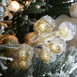 National Tree Company Pre-Lit Artificial Christmas Teardrop, Green, Colonial Fir, White Lights, with Pine Cones, Flowers, Frosted Branches,32 Inches -Outlet Xmas Decor Tree Store GUEST 630ed398 e69e 4026 8758 ff0385f3938b