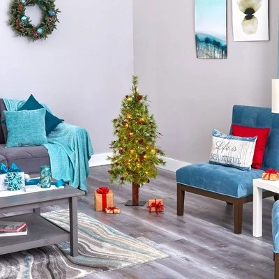 4ft Nearly Natural Pre-Lit LED Wyoming Alpine with Pinecones Artificial Christmas Tree Clear Lights 8 4ft Nearly Natural Pre-Lit LED Wyoming Alpine with Pinecones Artificial Christmas Tree Clear Lights - Image 6