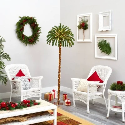 6ft Nearly Natural Pre-Lit LED Palm Artificial Christmas Tree Warm White Lights 6 6ft Nearly Natural Pre-Lit LED Palm Artificial Christmas Tree Warm White Lights - Image 4