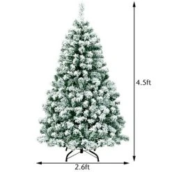 Costway 4.5Ft Pre-Lit Premium Snow Flocked Hinged Artificial Christmas Tree w/200 Lights