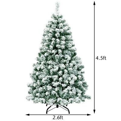 Costway 4.5Ft Pre-Lit Premium Snow Flocked Hinged Artificial Christmas Tree w/200 Lights 3 Costway 4.5Ft Pre-Lit Premium Snow Flocked Hinged Artificial Christmas Tree w/200 Lights