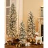 LuxenHome Set of 3 Pre-Lit LED Flocked Fir Slim Artificial Christmas Trees