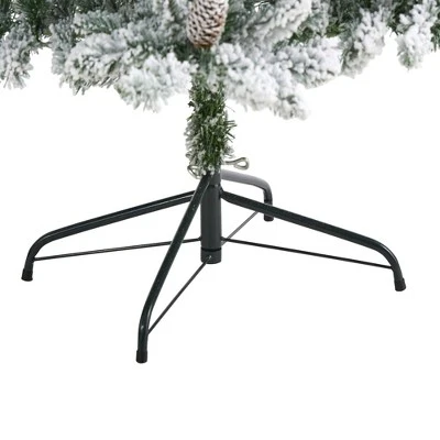 Nearly Natural Pre-Lit LED Flocked Livingston Fir Artificial Christmas Tree with Pinecones Clear Lights 4 Nearly Natural Pre-Lit LED Flocked Livingston Fir Artificial Christmas Tree with Pinecones Clear Lights - Image 2