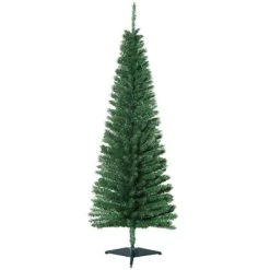 HOMCOM 59" Artificial Pencil Christmas Tree, Slim Xmas Tree with 294 Realistic Branch Tips and Foldable Metal Stand -Outlet Xmas Decor Tree Store GUEST 63fab5df 43bd 41fd 99de 469d894a845f