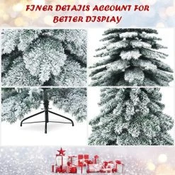 Tangkula Snow Flocked Artificial Christmas Tree Hinged Alaskan Pine Decoration Tree -Outlet Xmas Decor Tree Store GUEST 64bd22be a649 40cf 8870 92ef1b30cee7