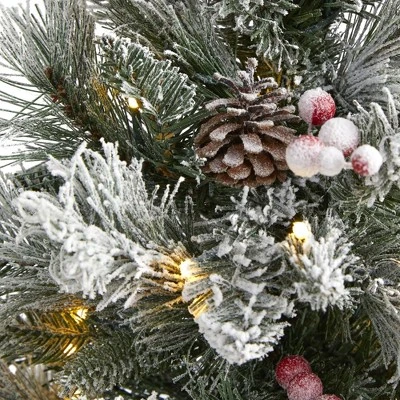 2ft Nearly Natural Pre-Lit Flocked Artificial Christmas Tree with Pinecones and Berries Clear Lights 4 2ft Nearly Natural Pre-Lit Flocked Artificial Christmas Tree with Pinecones and Berries Clear Lights - Image 2