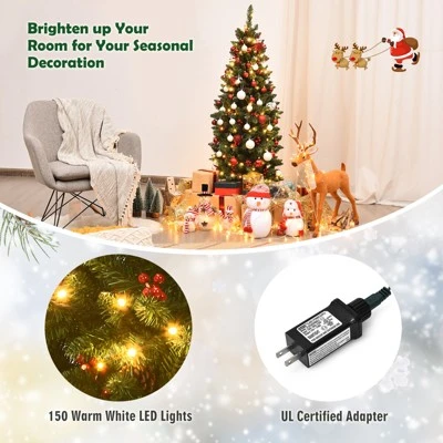 Tangkula Pencil Christmas Tree Hinged Artificial Slim Xmas Tree with Sturdy Metal Stand 10 Tangkula Pencil Christmas Tree Hinged Artificial Slim Xmas Tree with Sturdy Metal Stand - Image 8