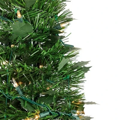 Northlight 4' Pre-Lit Green Tinsel Pop-Up Artificial Christmas Tree, Clear Lights 4 Northlight 4' Pre-Lit Green Tinsel Pop-Up Artificial Christmas Tree, Clear Lights - Image 2