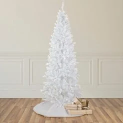 Northlight 7.5' Pre-Lit White Georgian Pine Pencil Artificial Christmas Tree, Warm White LED Lights
