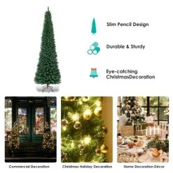 Tangkula 9'Artificial Slim Christmas Tree Pencil Shape Home Holiday Decor Green 15 Tangkula 9'Artificial Slim Christmas Tree Pencil Shape Home Holiday Decor Green -Outlet Xmas Decor Tree Store GUEST 65a998cd 1ec5 4af2 a4bb 5c6516fc9300
