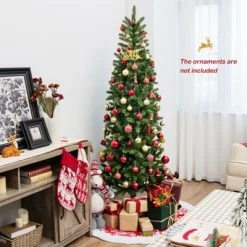 Tangkula Full Artificial Christmas Tree Pre-lit Christmas Tree w/Warm White & Multi-color LED Lights Foldable Metal Stand -Outlet Xmas Decor Tree Store GUEST 66c69ccc 6aa7 4528 8fd1 0c3304ac46dd