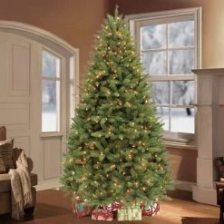 Puleo 6.5ft Pre-lit Artificial Christmas Tree Davenport Fir
