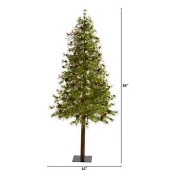 7ft Nearly Natural Pre-Lit LED Wyoming Alpine with Pinecones Artificial Christmas Tree Clear Lights