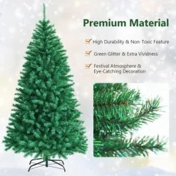 Costway 7ft Iridescent Tinsel Artificial Christmas Tree Green w/1160 Branch Tips -Outlet Xmas Decor Tree Store GUEST 6790a009 222e 411c 919f 74cba26893fa