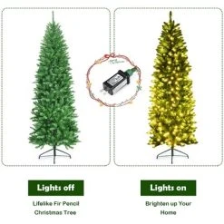 Costway 7Ft Pre-lit Artificial Pencil Christmas Tree Hinged Fir PVC Tree /350 LED Lights 19 Costway 7Ft Pre-lit Artificial Pencil Christmas Tree Hinged Fir PVC Tree /350 LED Lights -Outlet Xmas Decor Tree Store GUEST 67d34a04 7f59 41c3 a67c fc45dd3c25ec