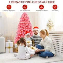 Costway 6.5ft Snow Flocked Hinged Artificial Christmas Tree w/ Metal Stand Pink 15 Costway 6.5ft Snow Flocked Hinged Artificial Christmas Tree w/ Metal Stand Pink -Outlet Xmas Decor Tree Store GUEST 67dd905b 8aea 412f b610 5b066f53e99f