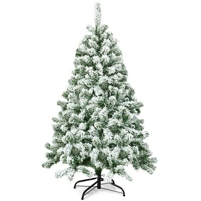 Costway 4.5FT Snow Flocked Artificial Christmas Tree Hinged w/400 Tips and Foldable Base 4 Costway 4.5FT Snow Flocked Artificial Christmas Tree Hinged w/400 Tips and Foldable Base - Image 2