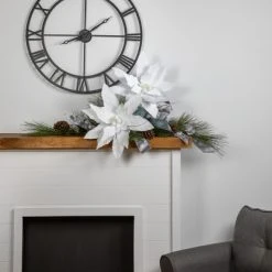 Northlight 24" Winter White Glittered Poinsettia Christmas Stem Spray -Outlet Xmas Decor Tree Store GUEST 686906a1 8771 4a65 a2d8 3e2c923cc96b