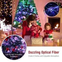 Tangkula Pre-lit Artificial Christmas Tree, Multi-Colored Fiber Optic Spruce Tree Artificial Xmas Tree -Outlet Xmas Decor Tree Store GUEST 68e7260e c437 4c69 a203 c95c1e044989