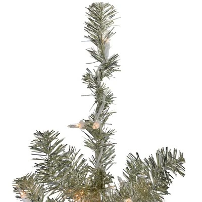 Northlight 3' Metallic Platinum Artificial Tinsel Christmas Tree - Clear Lights 5 Northlight 3' Metallic Platinum Artificial Tinsel Christmas Tree - Clear Lights - Image 3