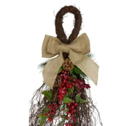 Northlight 24" Iced Berries and Burlap Artificial Christmas Twig Teardrop Swag -Outlet Xmas Decor Tree Store GUEST 69532a5e be1a 41de 9990 22762ac97a18
