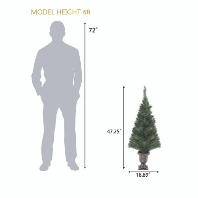 LuxenHome Set of 2 4Ft Pre-Lit LED Artificial Pine Christmas Tree with Urn Pot 7 LuxenHome Set of 2 4Ft Pre-Lit LED Artificial Pine Christmas Tree with Urn Pot - Image 5