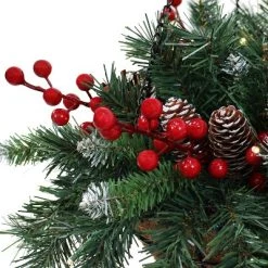 Sunnydaze Decor Sunnydaze Indoor Pre-Lit Artificial Christmas Hanging Basket with Holly Berries and Frosted Pinecones - 20" -Outlet Xmas Decor Tree Store GUEST 6962e451 9c2e 4272 89c1 be64f3f7728b