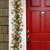 National Tree Company Pre-Lit 'Feel Real' Artificial Christmas Garland, Green, Liberty Pine Cones, White Lights, Frosted Branches, Plug In, 9 Feet