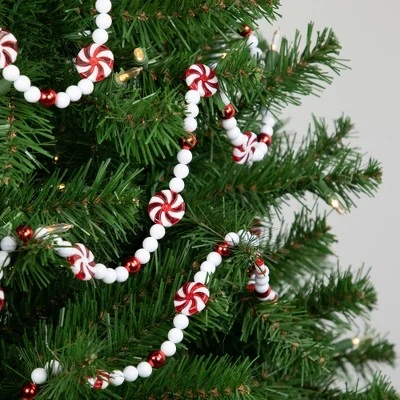Northlight 9' Red and White Peppermint Candy Beaded Christmas Garland, Unlit 3 Northlight 9' Red and White Peppermint Candy Beaded Christmas Garland, Unlit