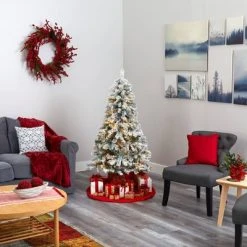 5ft Nearly Natural Pre-Lit LED Flocked Rock Springs Spruce Artificial Christmas Tree Clear Lights -Outlet Xmas Decor Tree Store GUEST 6a8df146 b2a4 4bd4 8db0 95433eb3d1ee