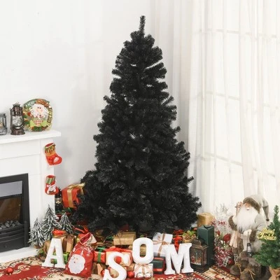 HOMCOM Artificial Christmas Tree Unlit Douglas Fir with Realistic Branches and Tips, Black Halloween Style 3 HOMCOM Artificial Christmas Tree Unlit Douglas Fir with Realistic Branches and Tips, Black Halloween Style