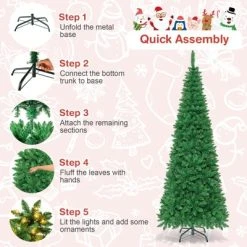 Tangkula 7.5ft Pencil Christmas Tree Pre-Lit Hinged Artificial Decoration w/ 350 Warm White Lights 15 Tangkula 7.5ft Pencil Christmas Tree Pre-Lit Hinged Artificial Decoration w/ 350 Warm White Lights -Outlet Xmas Decor Tree Store GUEST 6b427333 abbd 4aba a2ed d30666f96a47