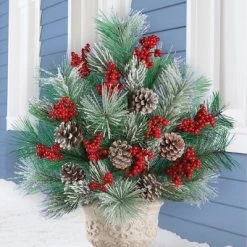 Collections Etc. Collections Etc Frosted Pine with Berries & Pinecones Rustic Artificial Holiday Floral Picks 11 X 11 X 21
