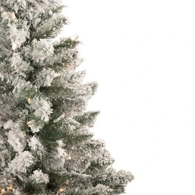 Northlight 4' Pre-Lit Flocked Pine Slim Artificial Christmas Tree, Clear Lights 3 Northlight 4' Pre-Lit Flocked Pine Slim Artificial Christmas Tree, Clear Lights